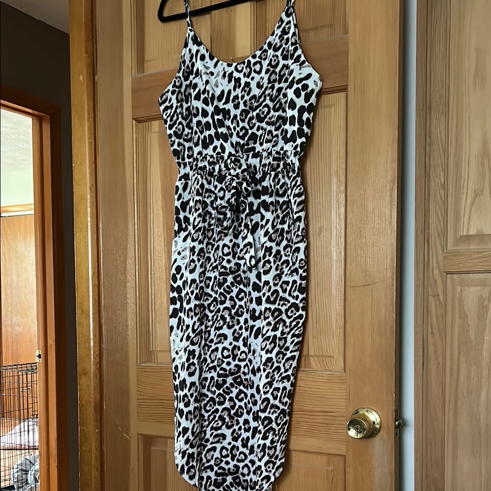 Black and White Spaghetti Strap Bodycon‎ Midi Dress